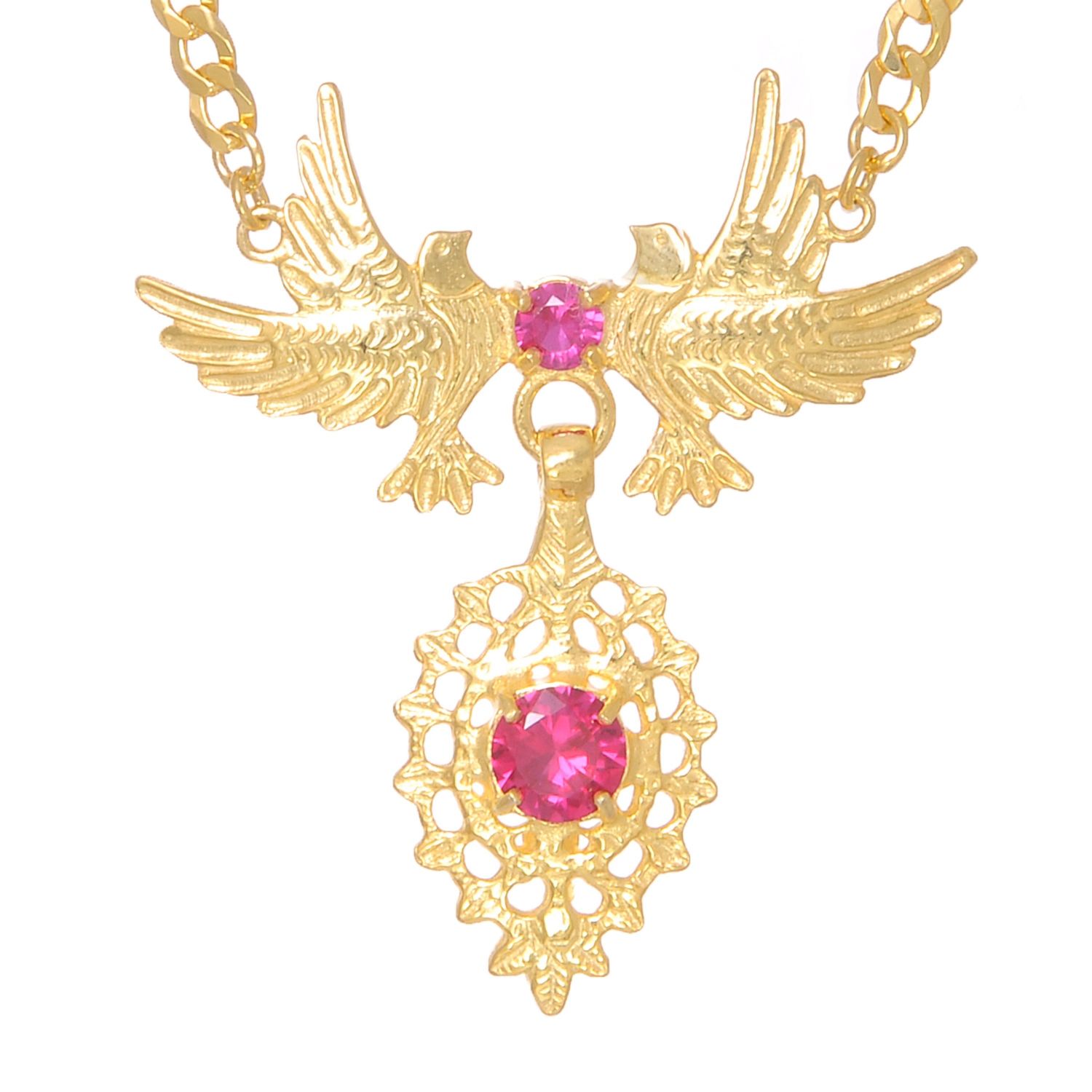 Necklace Queen Dove Red in Golden Plated Silver Necklace Queen Dove Red in Golden Plated Silver