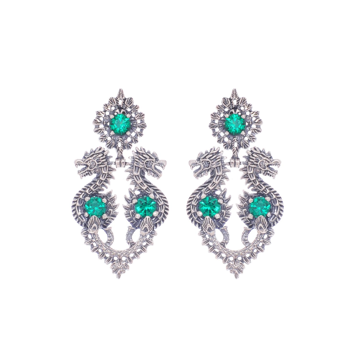 Earrings Queen Dragon Green in Silver Earrings Queen Dragon Green in Silver