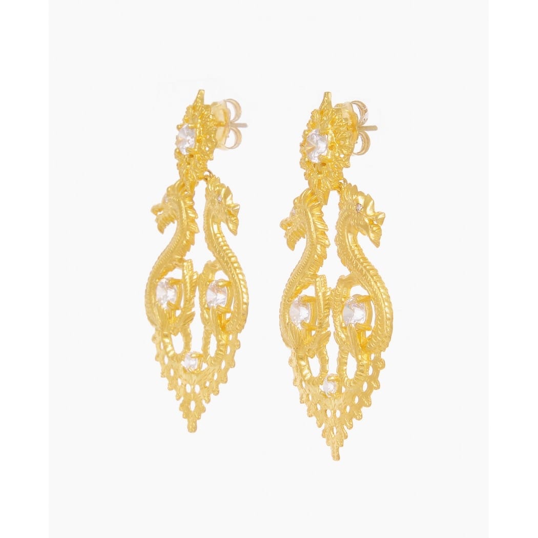 Earrings Queen Dragon XL in Gold Plated Silver 