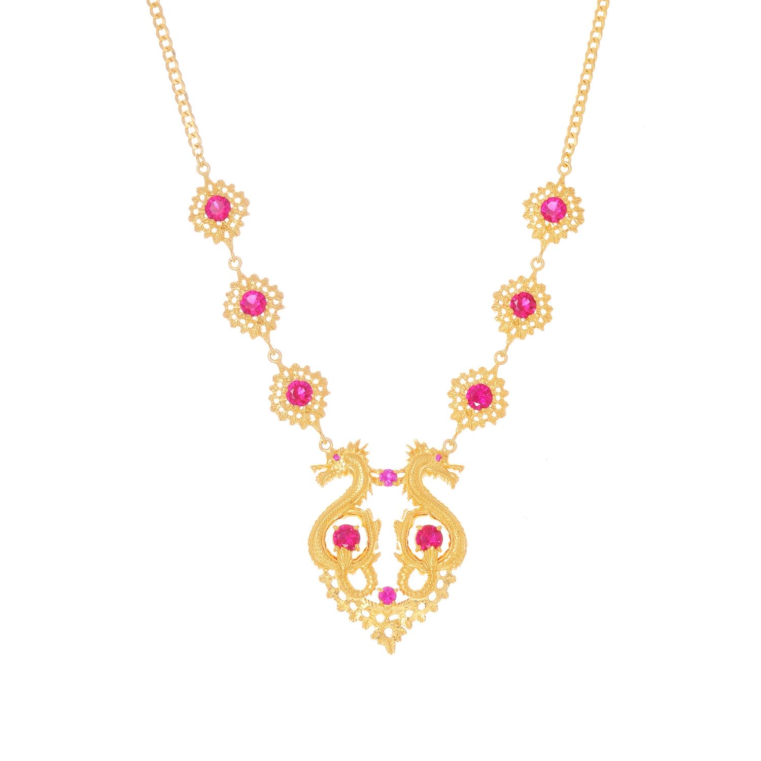 Necklace Queen Dragon Ruby in Gold Plated Silver Necklace Queen Dragon Ruby in Gold Plated Silver