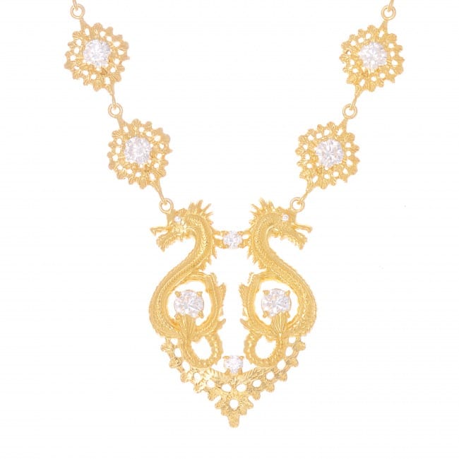 Necklace Queen Dragon in Gold Plated Silver