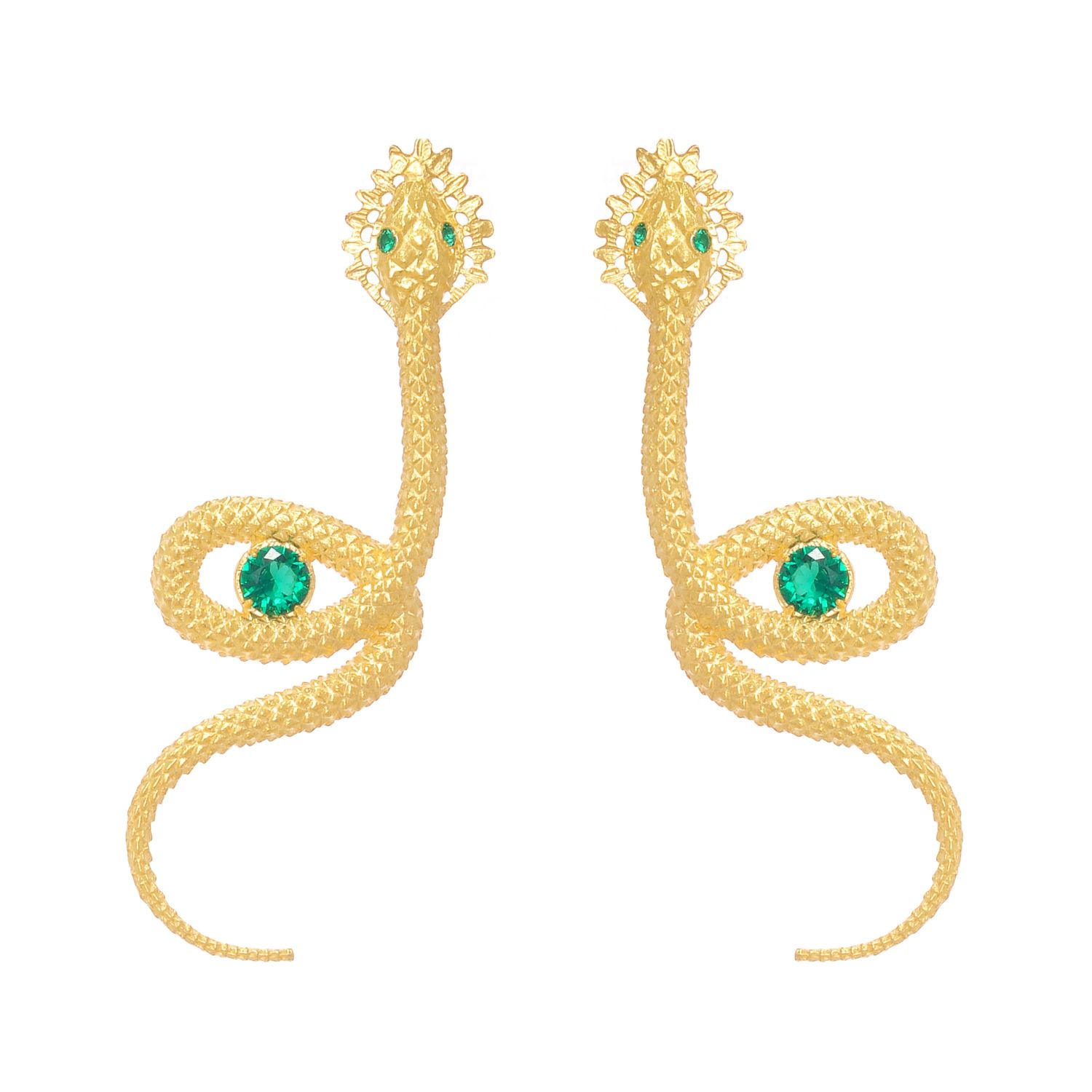 Earrings Snake Emerald in Gold Plated Silver Earrings Snake Emerald in Gold Plated Silver