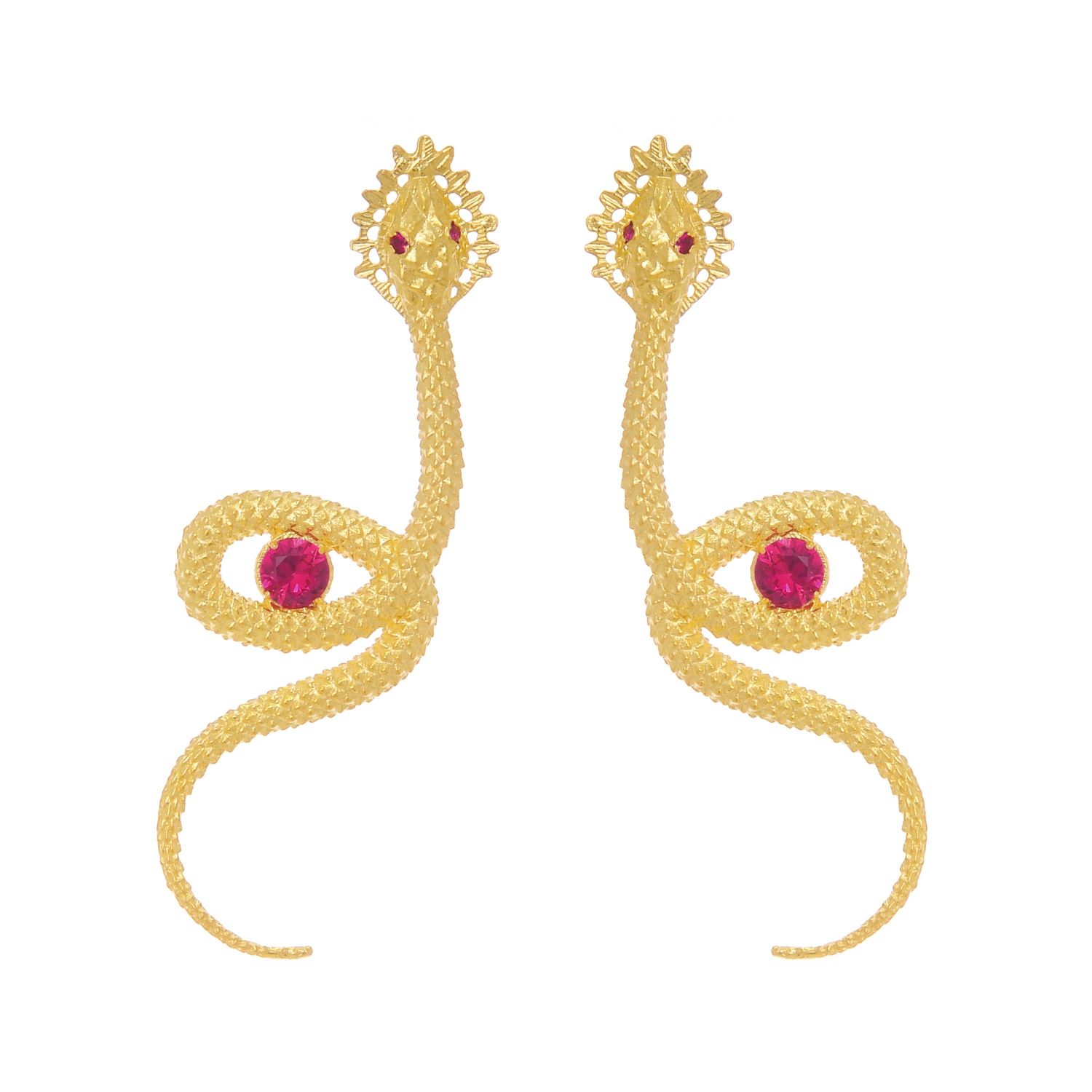 Earrings Snake Red in Gold Plated Silver Earrings Snake Red in Gold Plated Silver