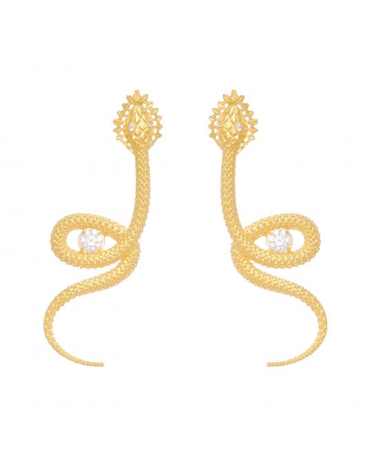 Earrings Snake Zirconia in Gold Plated Silver 