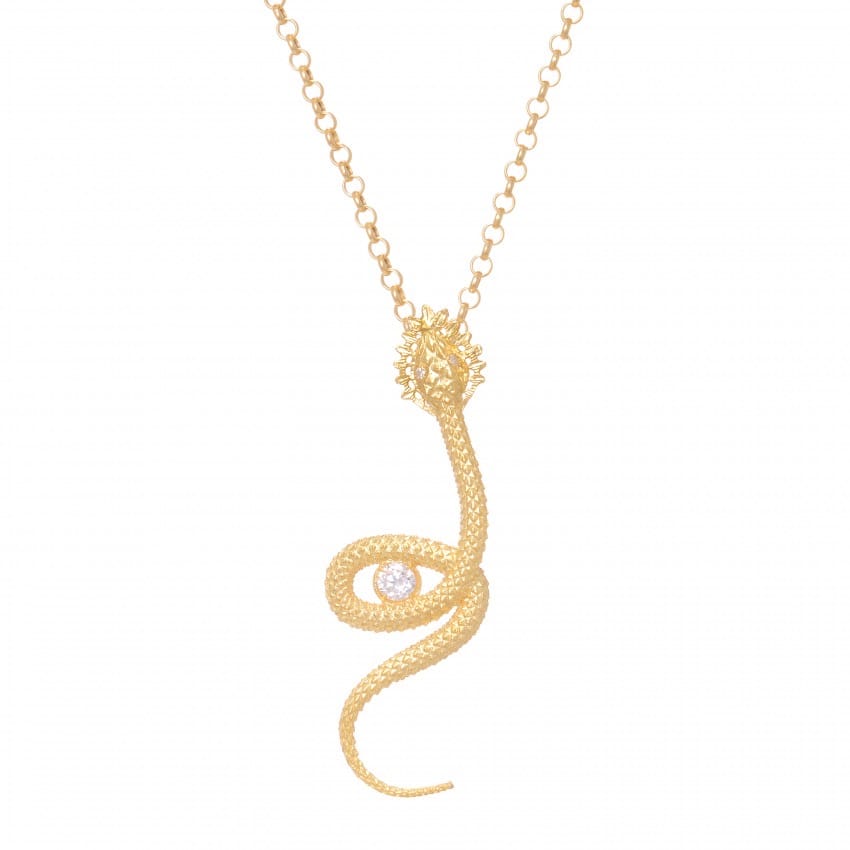 Necklace Snake Zirconia in Gold Plated Silver 