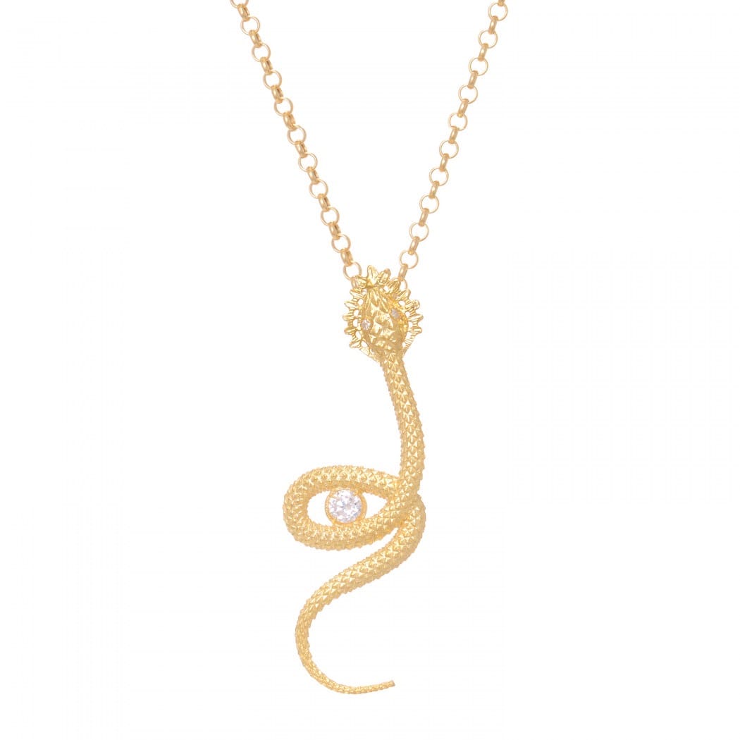 Necklace Snake Zirconia in Gold Plated Silver