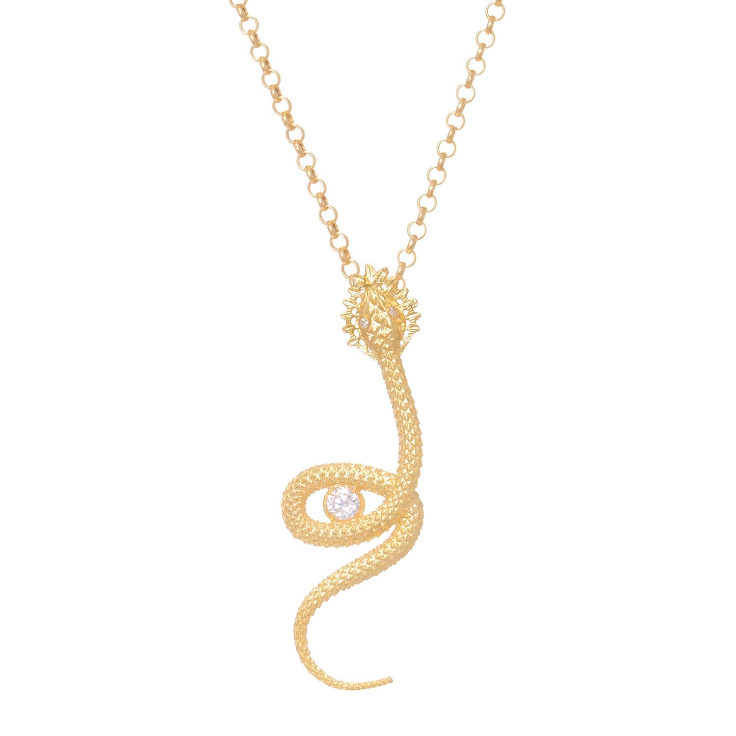 Necklace Snake Zirconia in Gold Plated Silver 