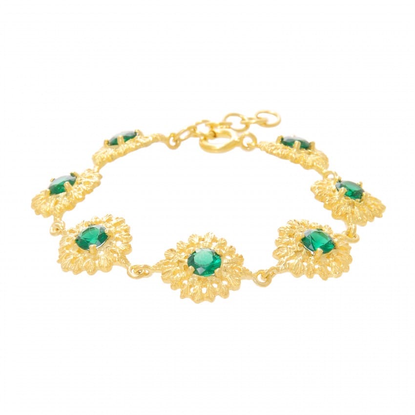 Bracelet Queen Emerald in Gold Plated Silver