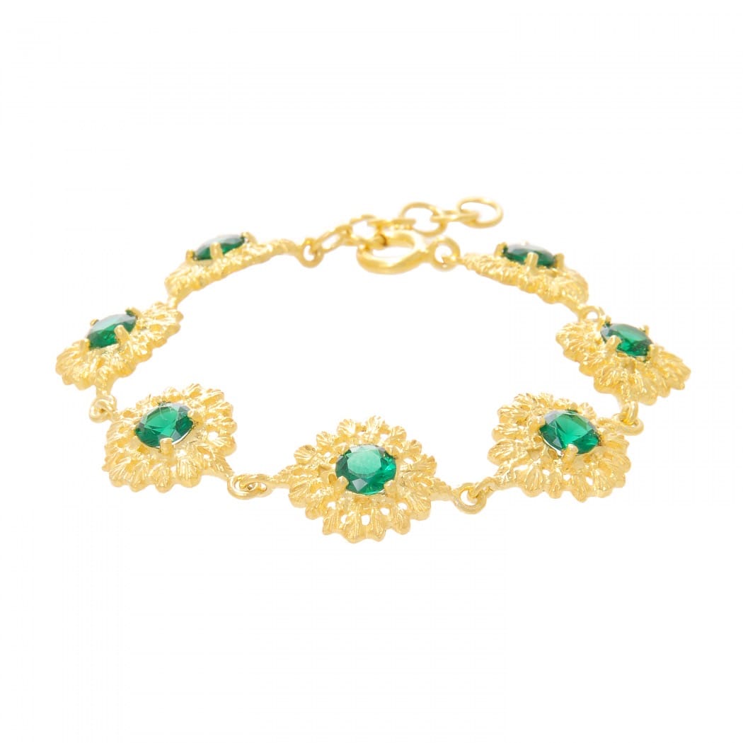 Bracelet Queen Green in Gold Plated Silver 