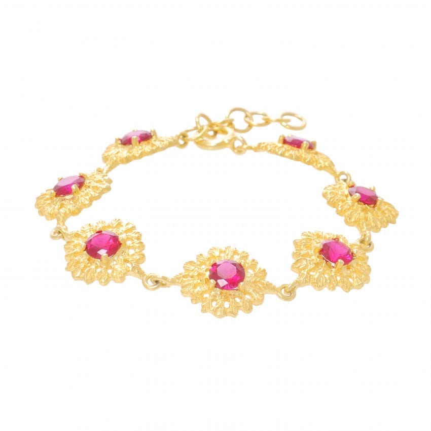 Bracelet Queen Red in Gold Plated Silver 