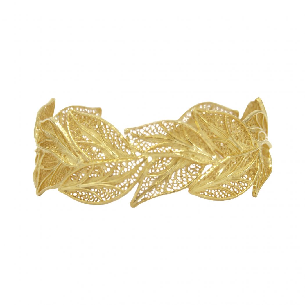 Bracelet Leaves in Gold Plated Silver