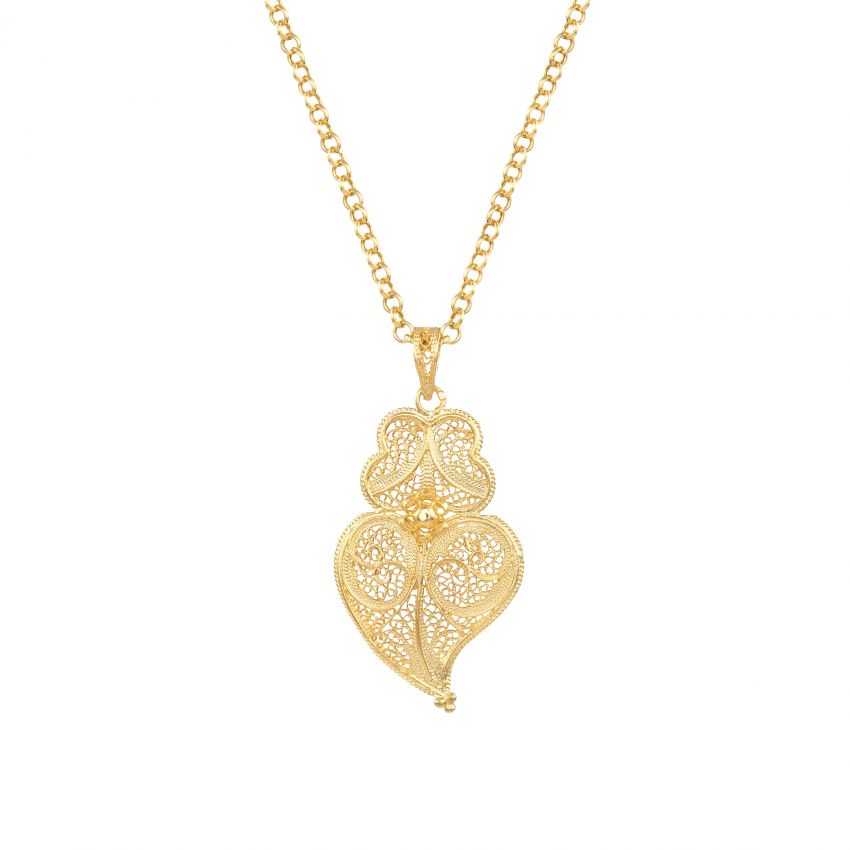 Collar Corazón de Viana 4,5cm de Plata Bañada en Oro 