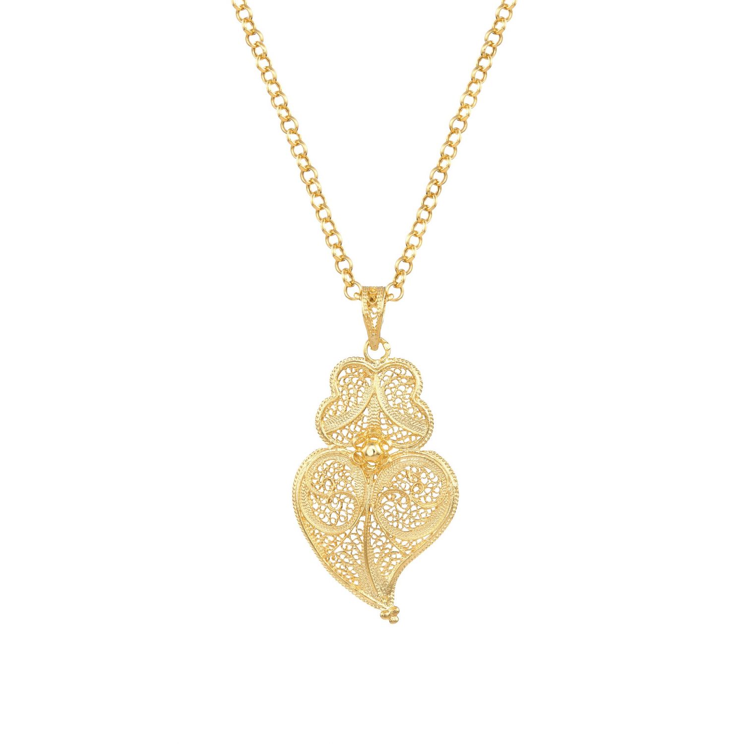 Collar Corazón de Viana 4,5cm de Plata Bañada en Oro 