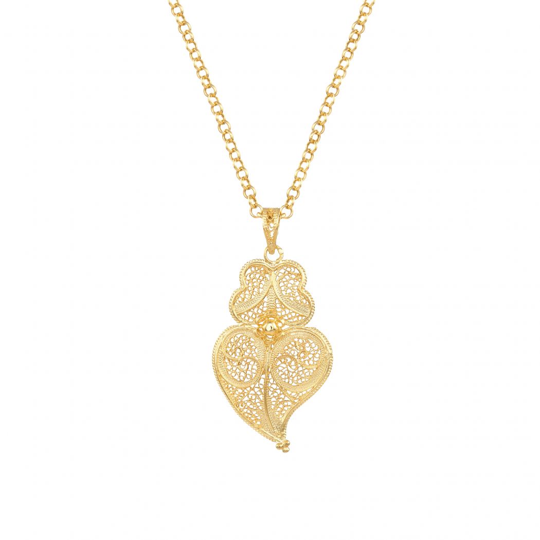 Necklace Heart of Viana 4,5 cm in Gold Plated Silver 