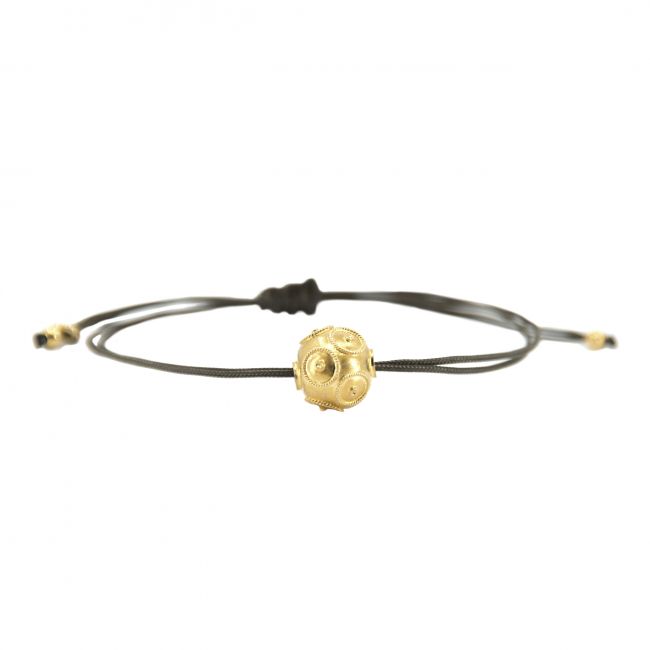 Bracelet Viana´s Conta in Gold Plated Silver with Cord 