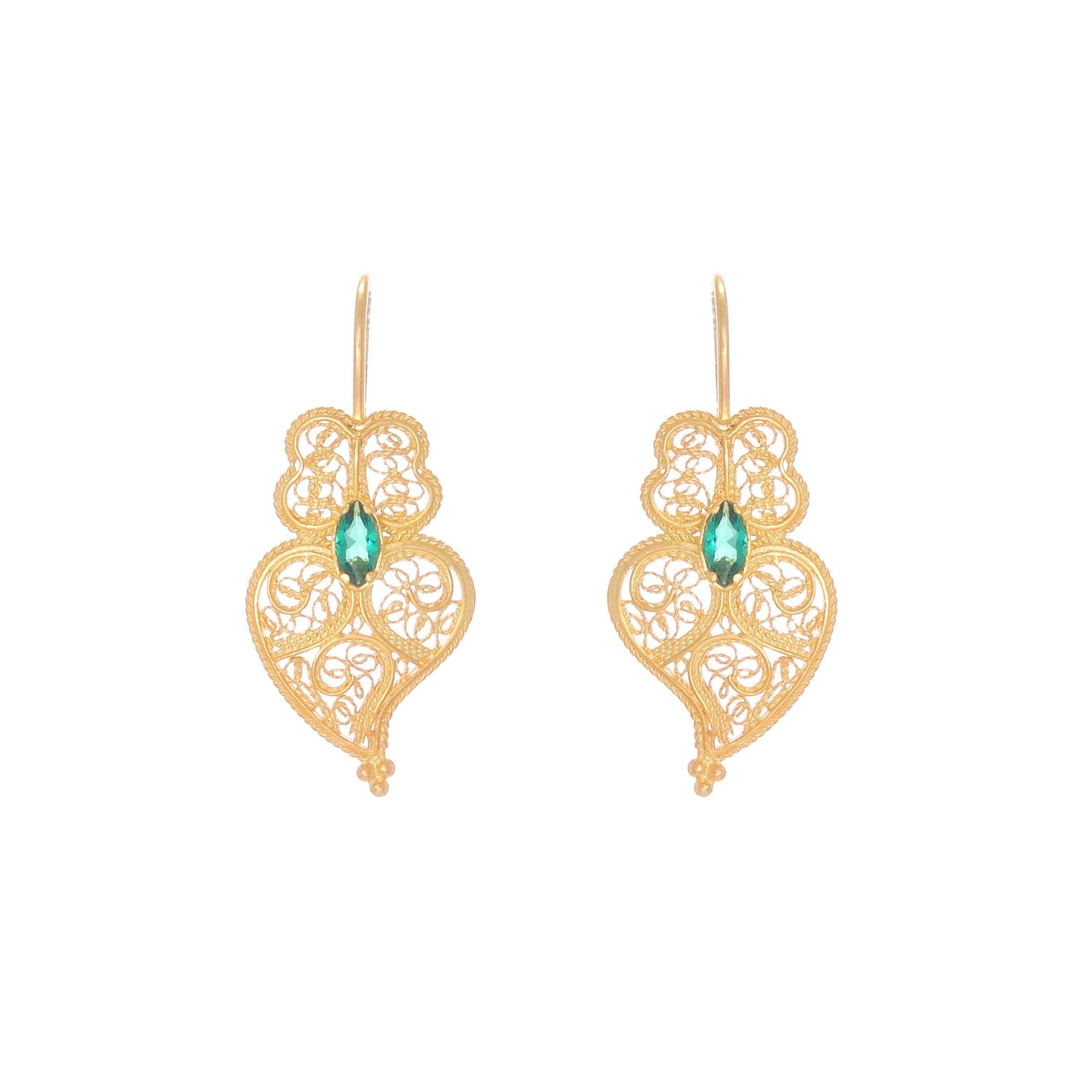 Earrings Heart of Viana Emerald in Gold Plated Silver Earrings Heart of Viana Emerald in Gold Plated Silver