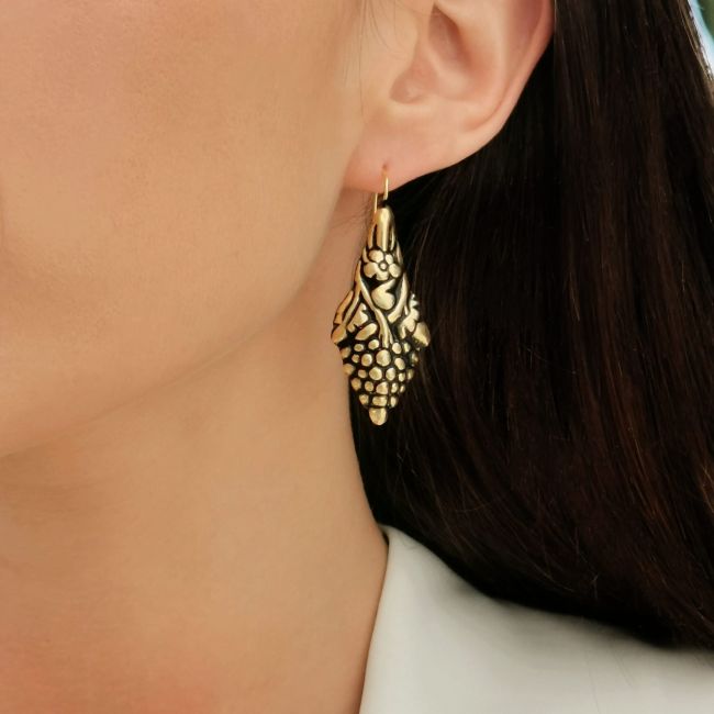 Earrings Baroque Grapes in Gold Plated Silver 