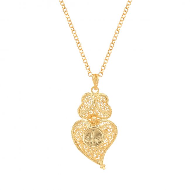 Necklace Heart of Viana with Fatima in Gold Plated Silver 