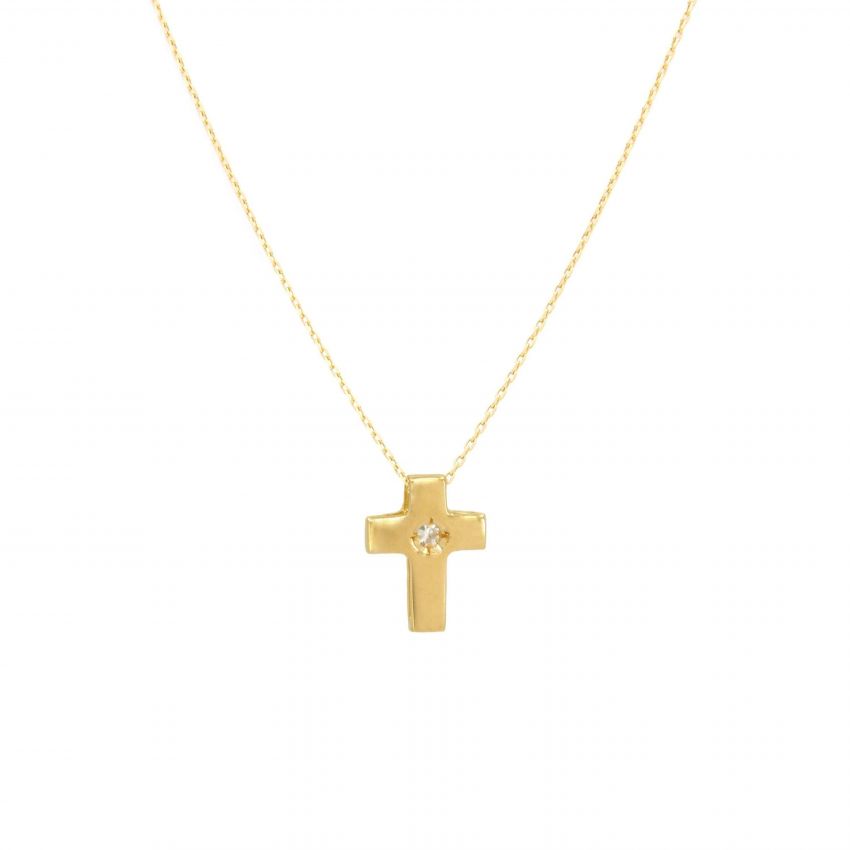 Colar Cruz com Diamante em Ouro 19,2Kt 