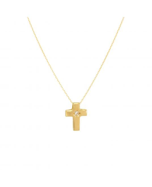Necklace Cross with Diamond in 19,2Kt Gold 