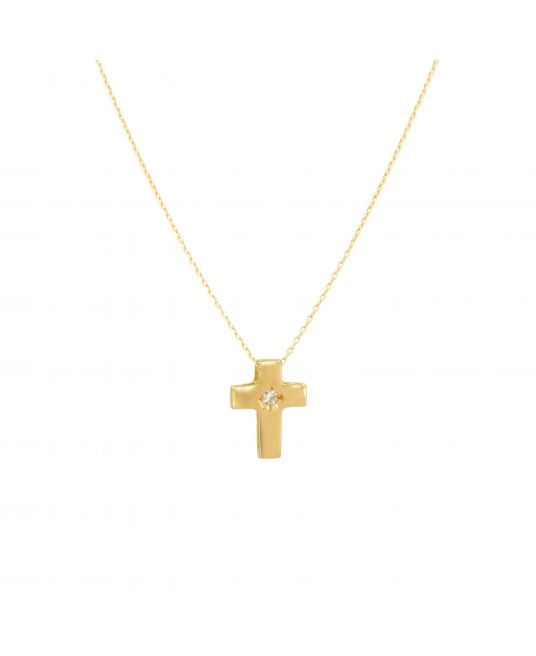 Necklace Cross with Diamond in 19,2Kt Gold 