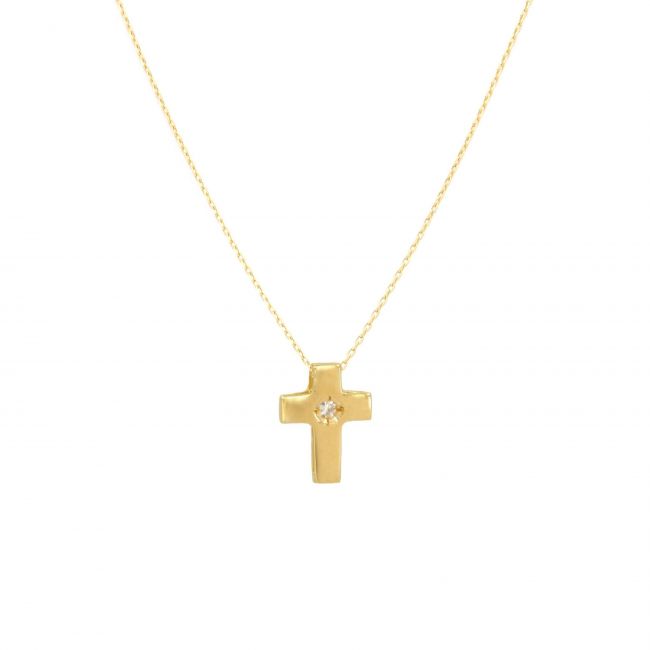 Necklace Cross with Diamond in 19,2Kt Gold 