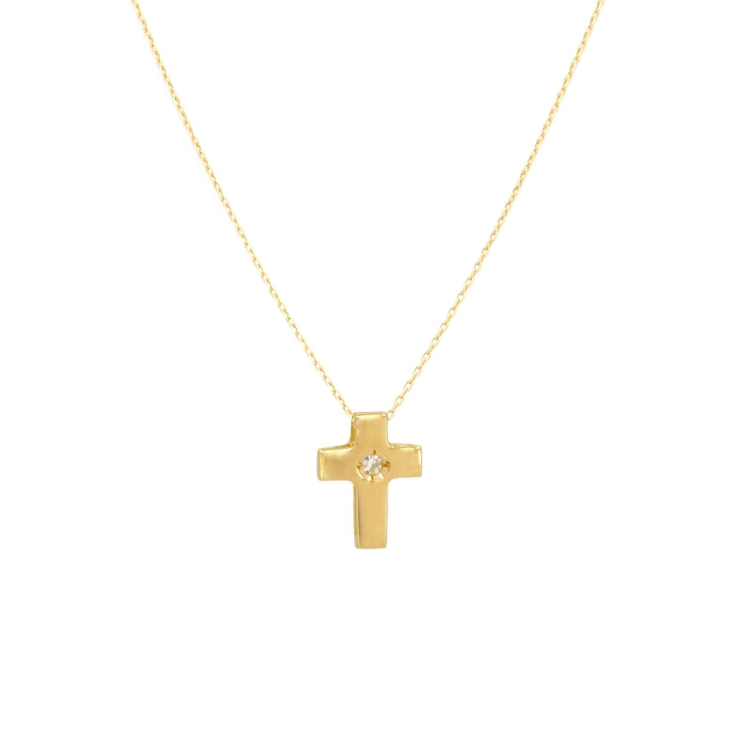 Necklace Cross with Diamond in 19,2Kt Gold Necklace Cross with Diamond in 19,2Kt Gold