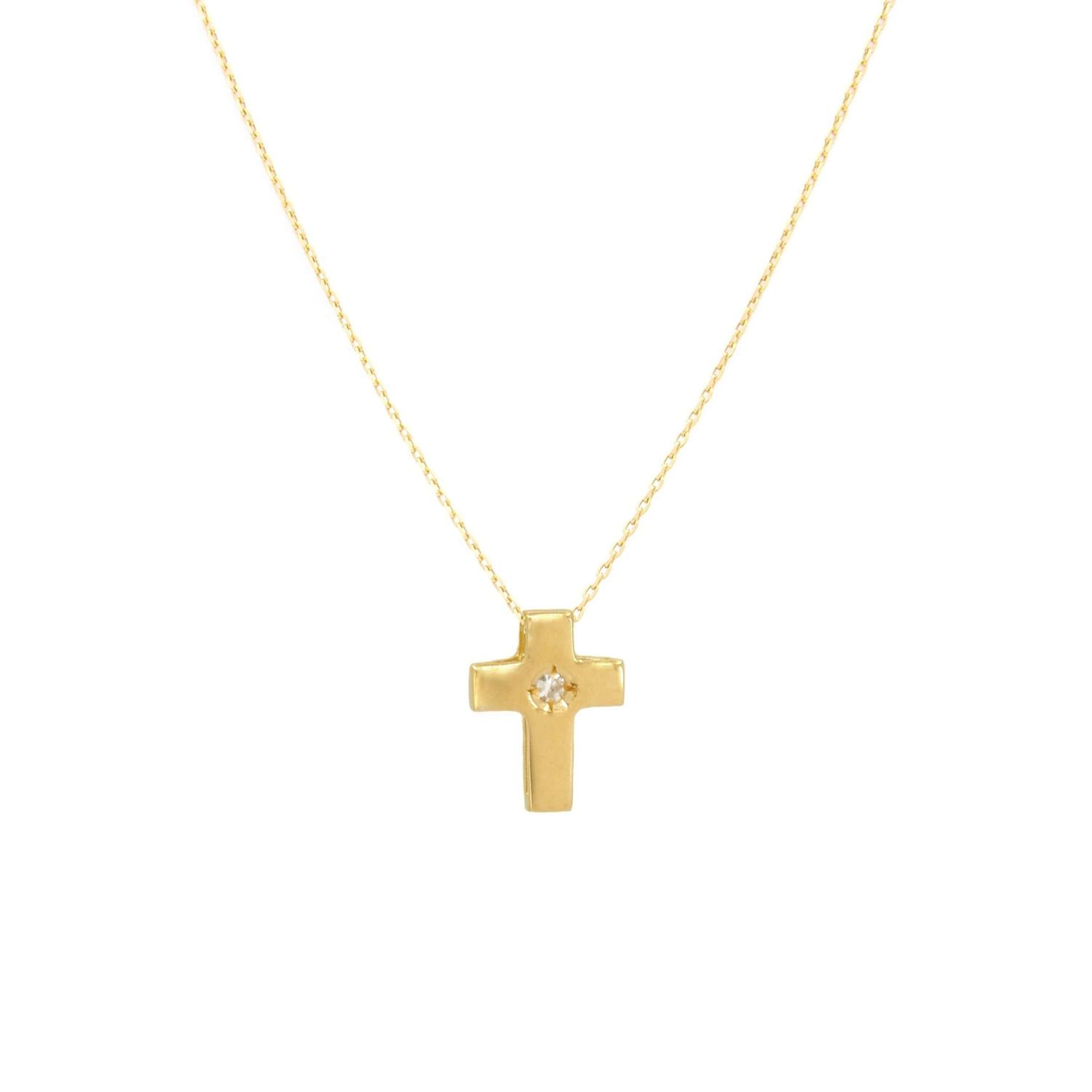 Necklace Cross with Diamond in 19,2Kt Gold 