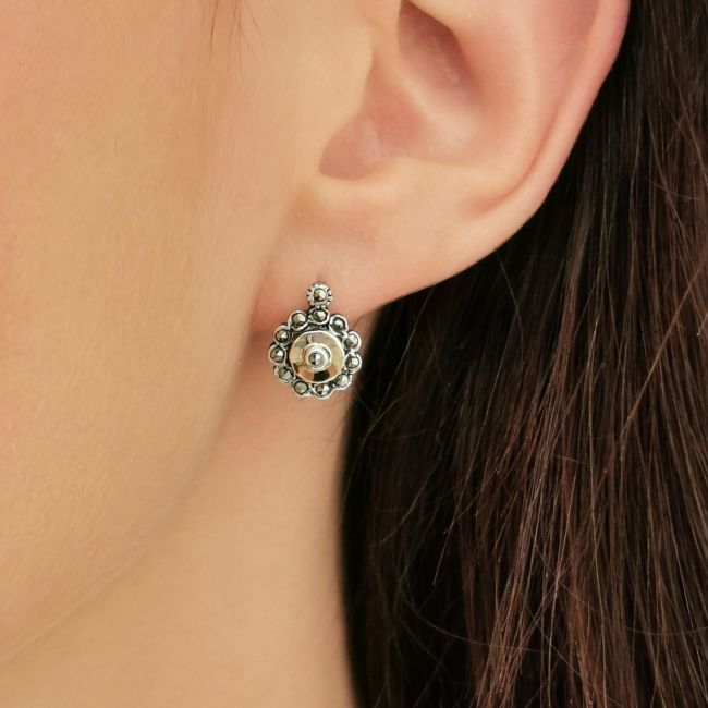 Earrings Marcasites in Silver and Gold 