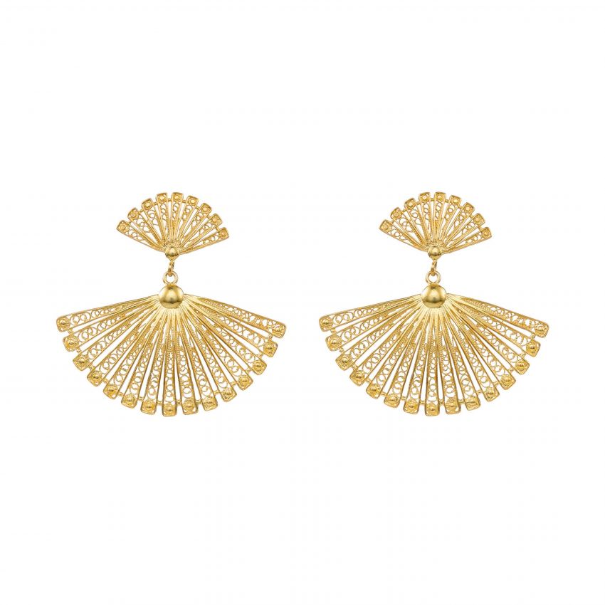 Earrings Fan in Gold Plated Silver 