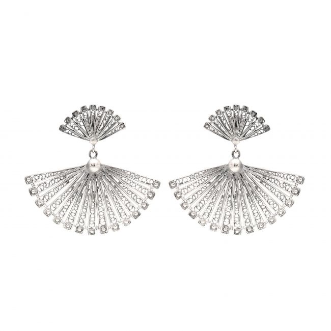 Earrings Fan in Silver 