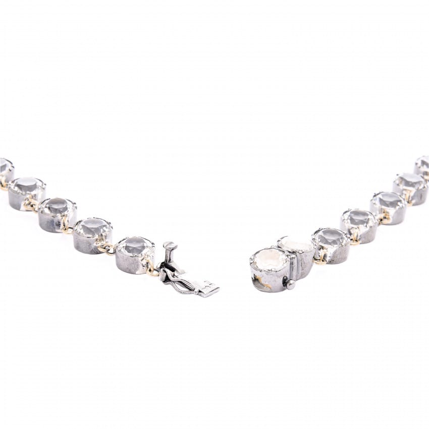 Pulseira Riviera Cristal de Rocha em Prata e Ouro 
