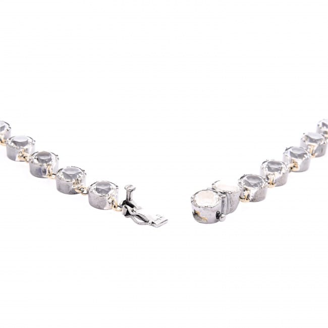 Pulseira Riviera Cristal de Rocha em Prata e Ouro 