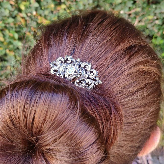 Hair Comb with Marcasites in Silver