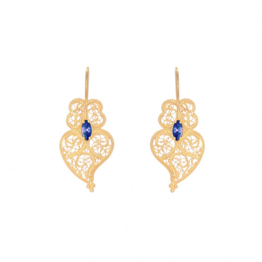 Earrings Heart of Viana Blue in Gold Plated Silver 