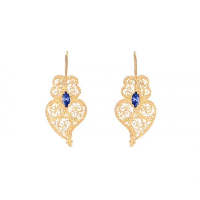 Earrings Heart of Viana Blue in Gold Plated Silver 