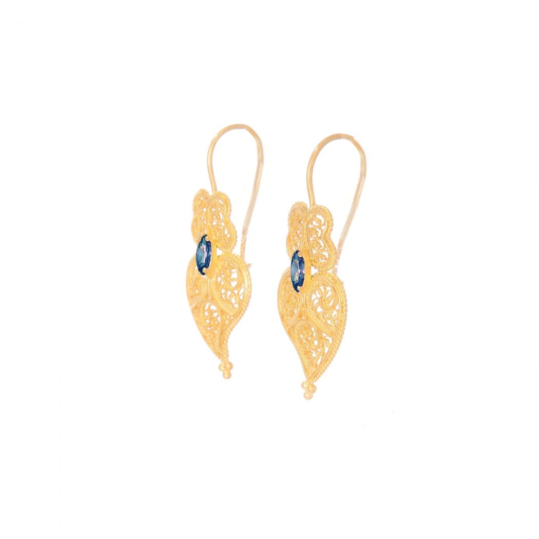 Earrings Heart of Viana Blue in Gold Plated Silver 