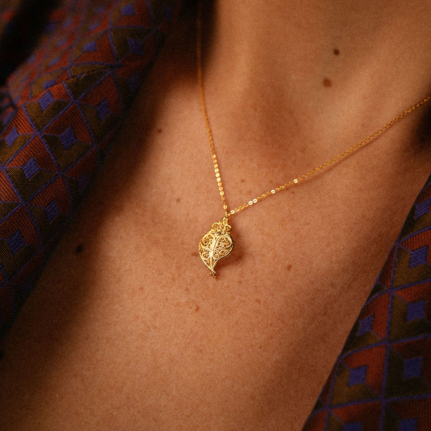 Necklace Heart Full in 19,2Kt Gold and Diamond Necklace Heart Full in 19,2Kt Gold and Diamond