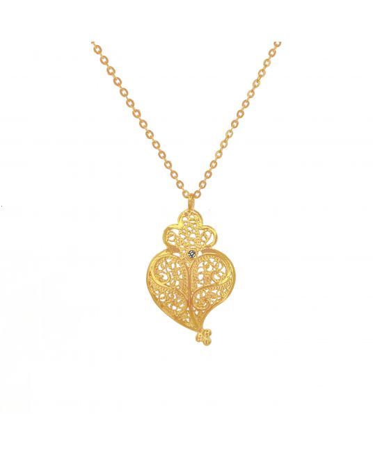 Necklace Heart Full in 19,2Kt Gold and Diamond 