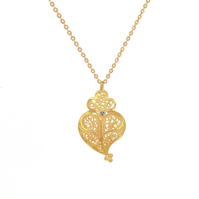 Necklace Heart Full in 19,2Kt Gold and Diamond 