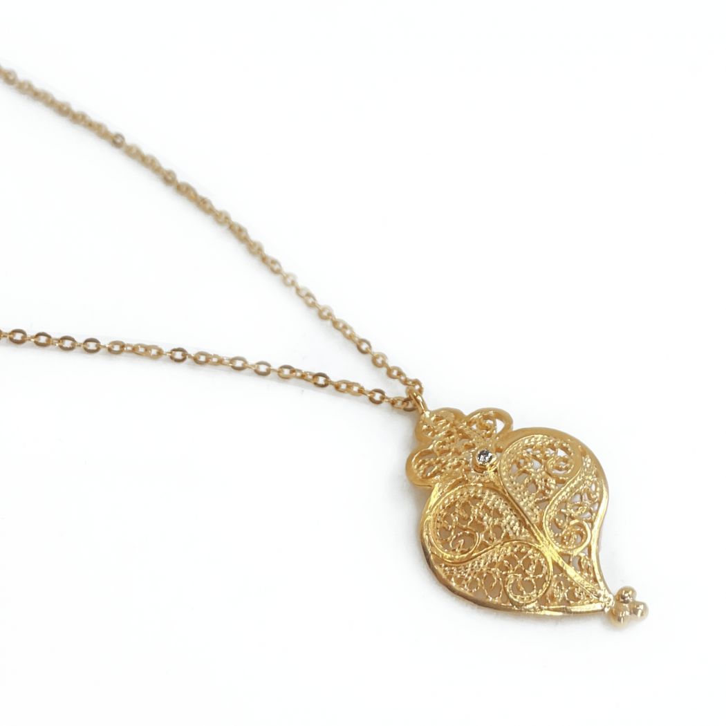 Necklace Heart Full in 19,2Kt Gold and Diamond 