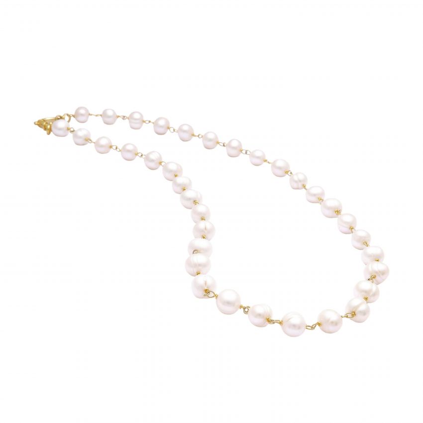 Necklace Pearls in Gold Plated Silver