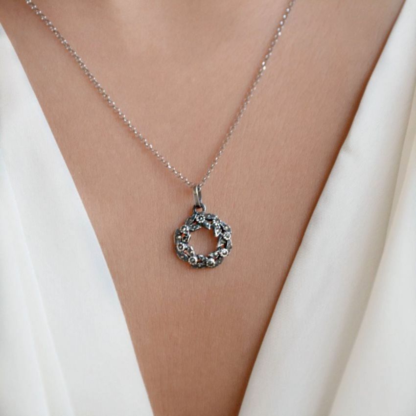 Collier Couronne Marcassites en Argent 