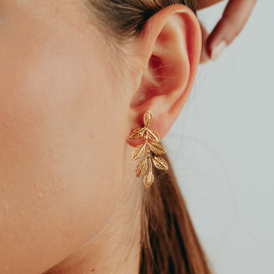 Earrings Leaves in Gold Plated Silver