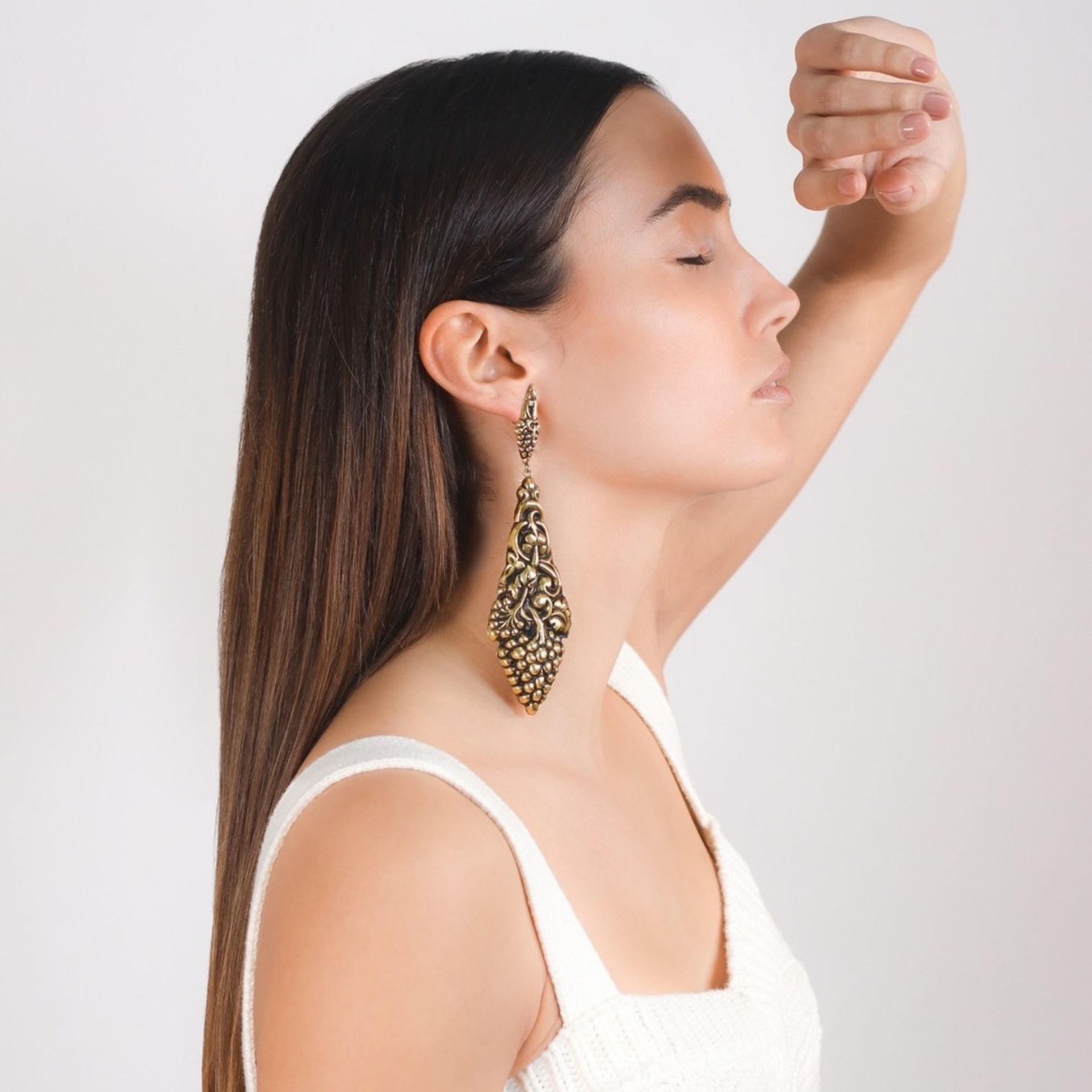 Earrings Baroque Grapes XL in Gold Plated Silver