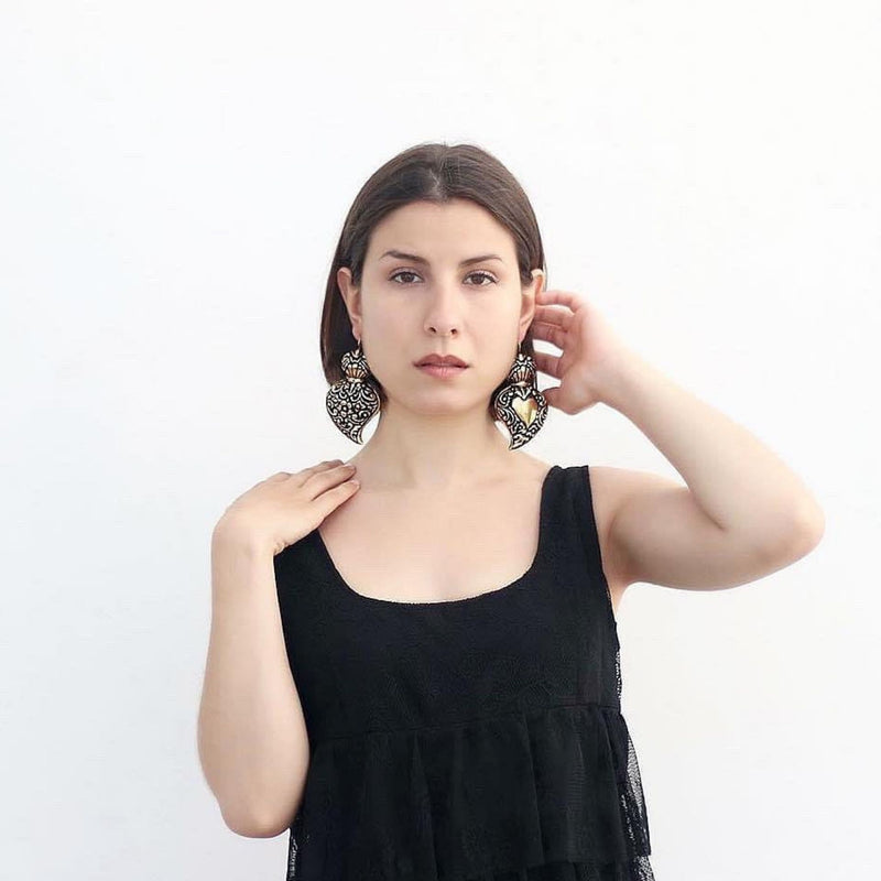 Earrings Baroque Heart of Viana XL in Gold Plated Silver