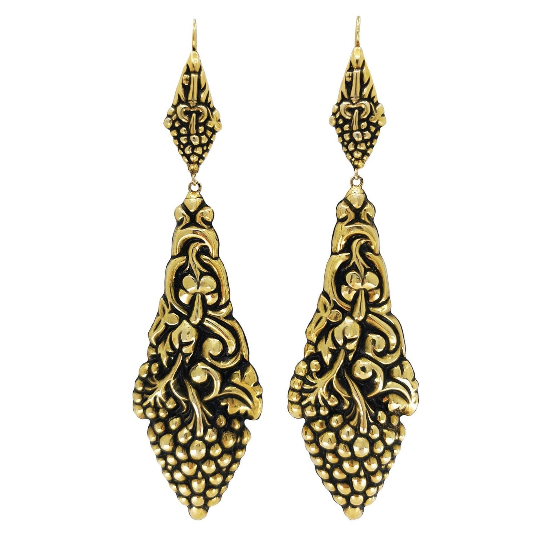 Earrings Baroque Grapes XL in Gold Plated Silver