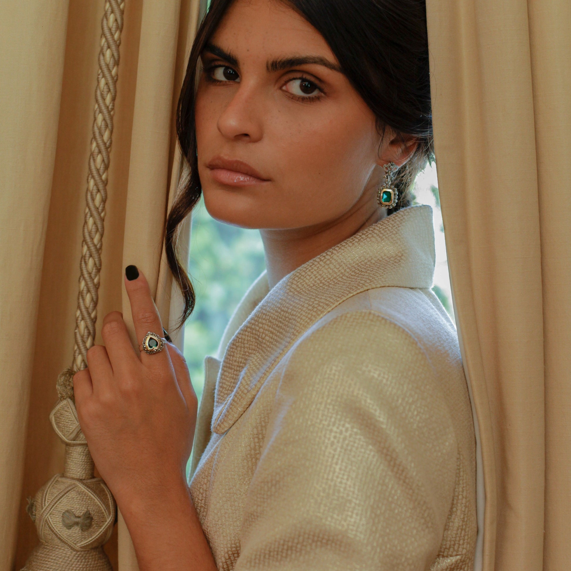 Ring Vintage Green in Silver and Gold