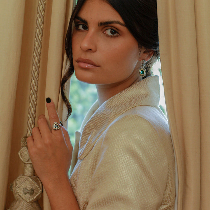 Ring Vintage Green in Silver and Gold