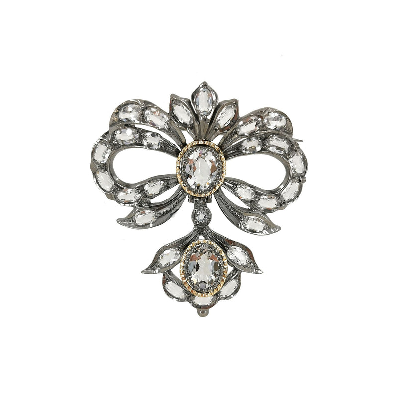 Brooch Rock Crystal in Silver and Gold